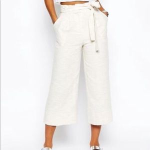 ASOS Natural Paper Bag Waist Culottes